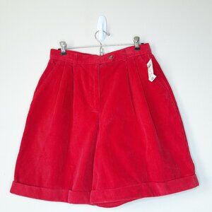 NWT Vtg Charter Club Corduroy Shorts 6 Pleated High Rise Cuffed 8" Red